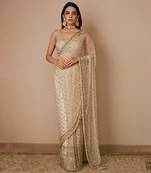 Golden glimmer net saree
