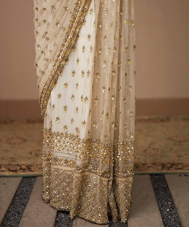 Golden glimmer net saree