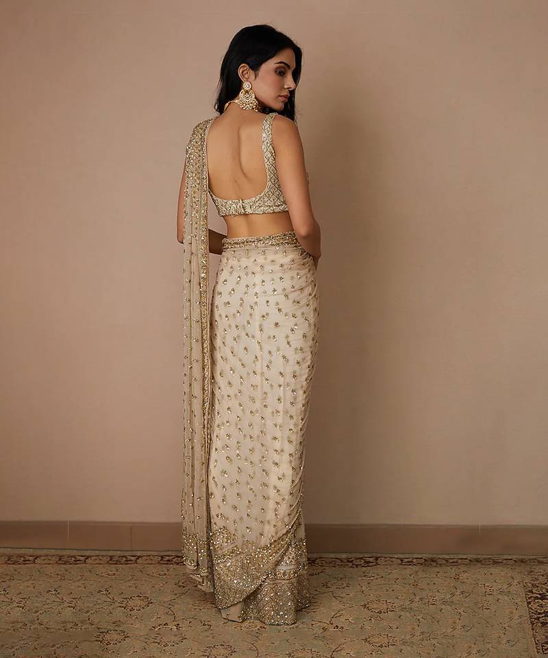 Golden glimmer net saree