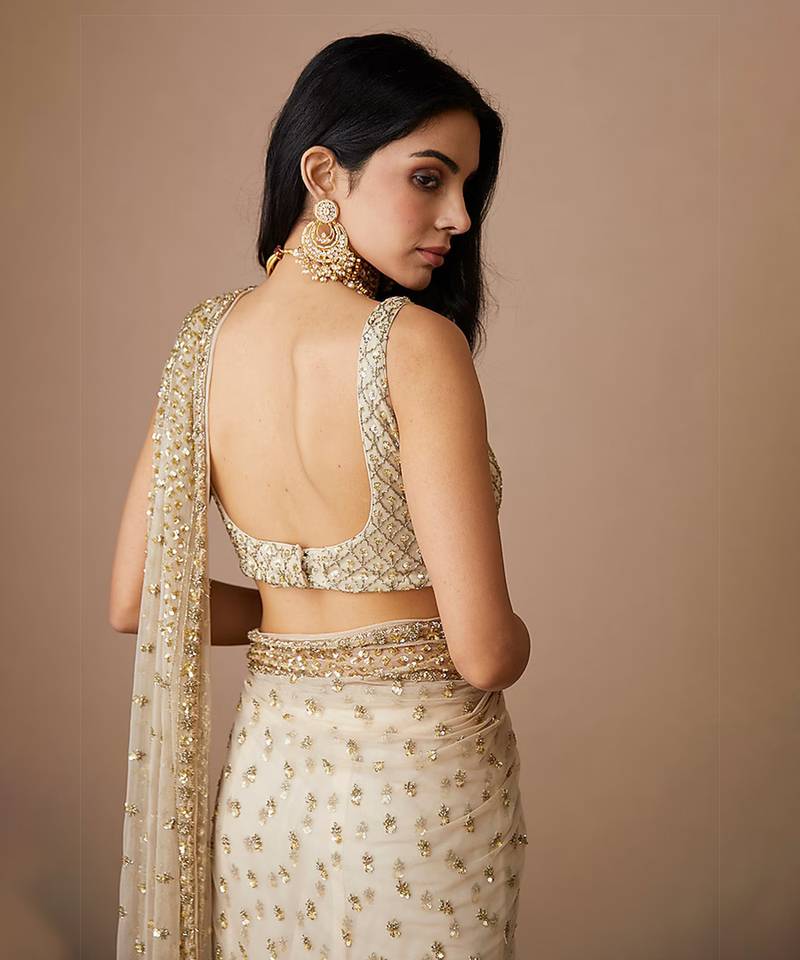 Golden glimmer net saree