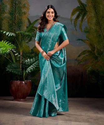 Teal elegance banarasi art-silk saree 1