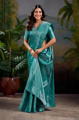 Teal elegance banarasi art-silk saree