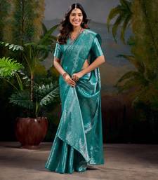 Teal elegance banarasi art-silk saree