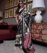 Black and red charisma satin saree