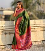 Royal green splendor paithani art-silk saree
