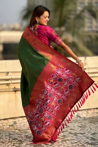 Royal green splendor paithani art-silk saree