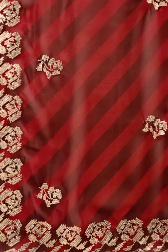 Scarlet red georgette saree