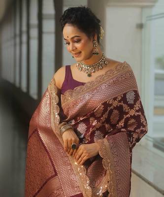 Regal maroon banarasi art-silk saree 2