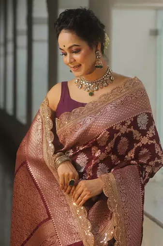 Regal maroon banarasi art-silk saree
