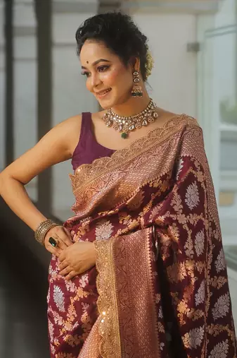 Regal maroon banarasi art-silk saree