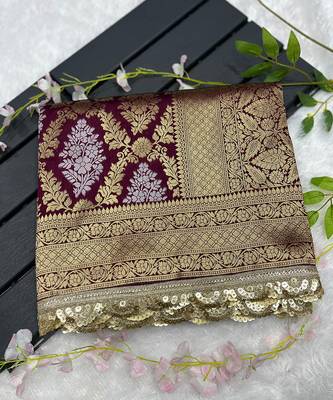 Regal maroon banarasi art-silk saree 4