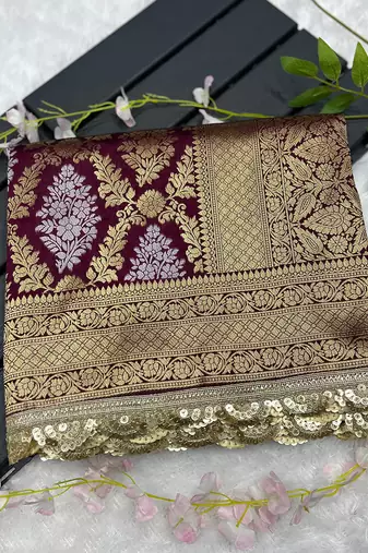 Regal maroon banarasi art-silk saree