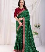 Emerald elegance bandhani print art-silk saree
