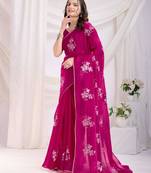 Fuchsia pink bloom tissue saree