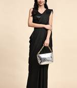 Black Satin Party Wear One Minute Sarees With Sequence Work & Belt