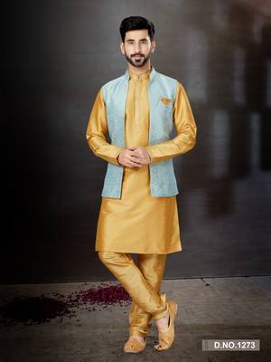 Cheekoo silk dupion  kurta pajama & jacket set 1