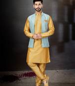 Cheekoo silk dupion  kurta pajama & jacket set