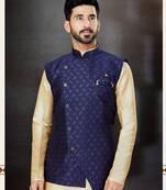 Gold silk dupion  kurta pajama & jacket set