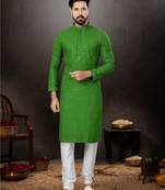 Mehandi rayon full embroidered lucknowi chikankari  kurta pajama set