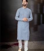 Gray to off white purvi full embroidered lucknowi chikankari  kurta pajama set