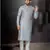 Gray    prined silk dupion  kurta pajama set