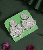 White color glass stone oxidised earrings