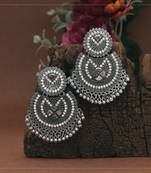 Silver color glass stone oxidised earrings