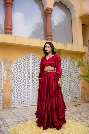 RED VELVET DETAILED lehenga choli SET
