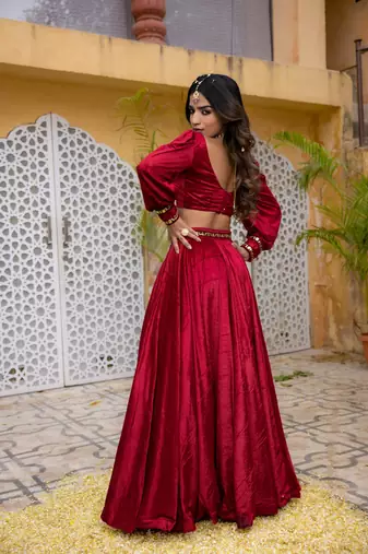 RED VELVET DETAILED lehenga choli SET