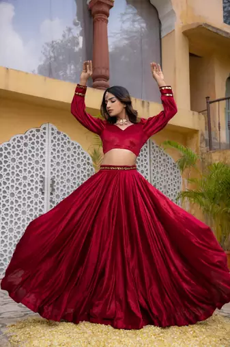 RED VELVET DETAILED lehenga choli SET