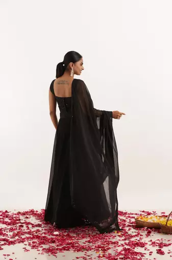 Black Georgette Sequin Work Lehenga Choli