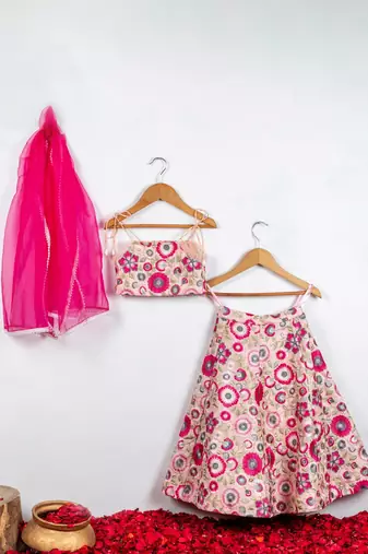 Peach floral embroidered ghaghra