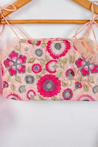 Peach floral embroidered ghaghra