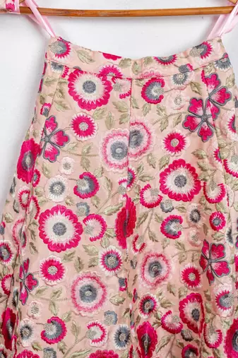 Peach floral embroidered ghaghra