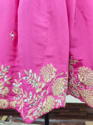 Floral embroidered fushia pink ghaghra 2