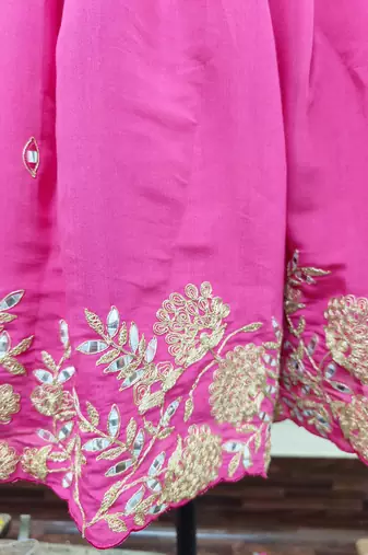 Floral embroidered fushia pink ghaghra