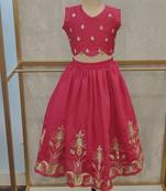 Rani pink heavy emroidery ghaghra