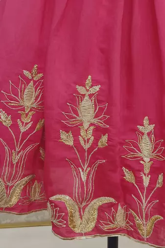 Rani pink heavy emroidery ghaghra
