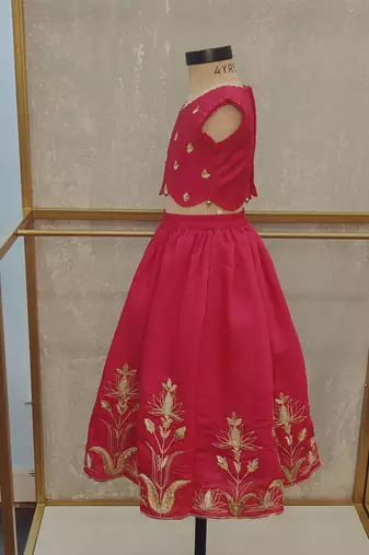 Rani pink heavy emroidery ghaghra