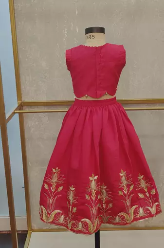 Rani pink heavy emroidery ghaghra