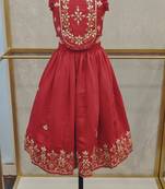 Red embroidered sleeveless ghaghra set