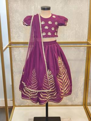 Purple embroidery puff sleeve ghaghra set 1