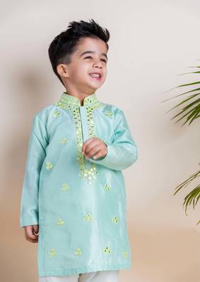 Blue mirror kurta churidar 2