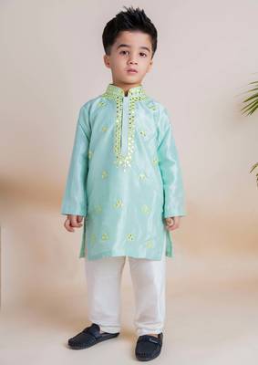Blue mirror kurta churidar 1