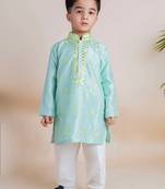 Blue mirror kurta churidar