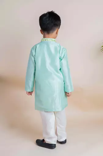 Blue mirror kurta churidar