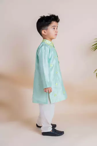 Blue mirror kurta churidar