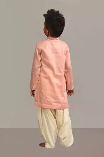 Peach mirror embroidery kurta patiala
