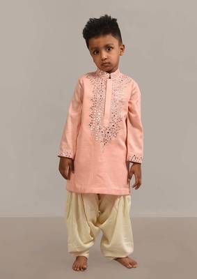 Peach mirror embroidery kurta patiala 1