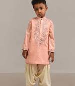 Peach mirror embroidery kurta patiala